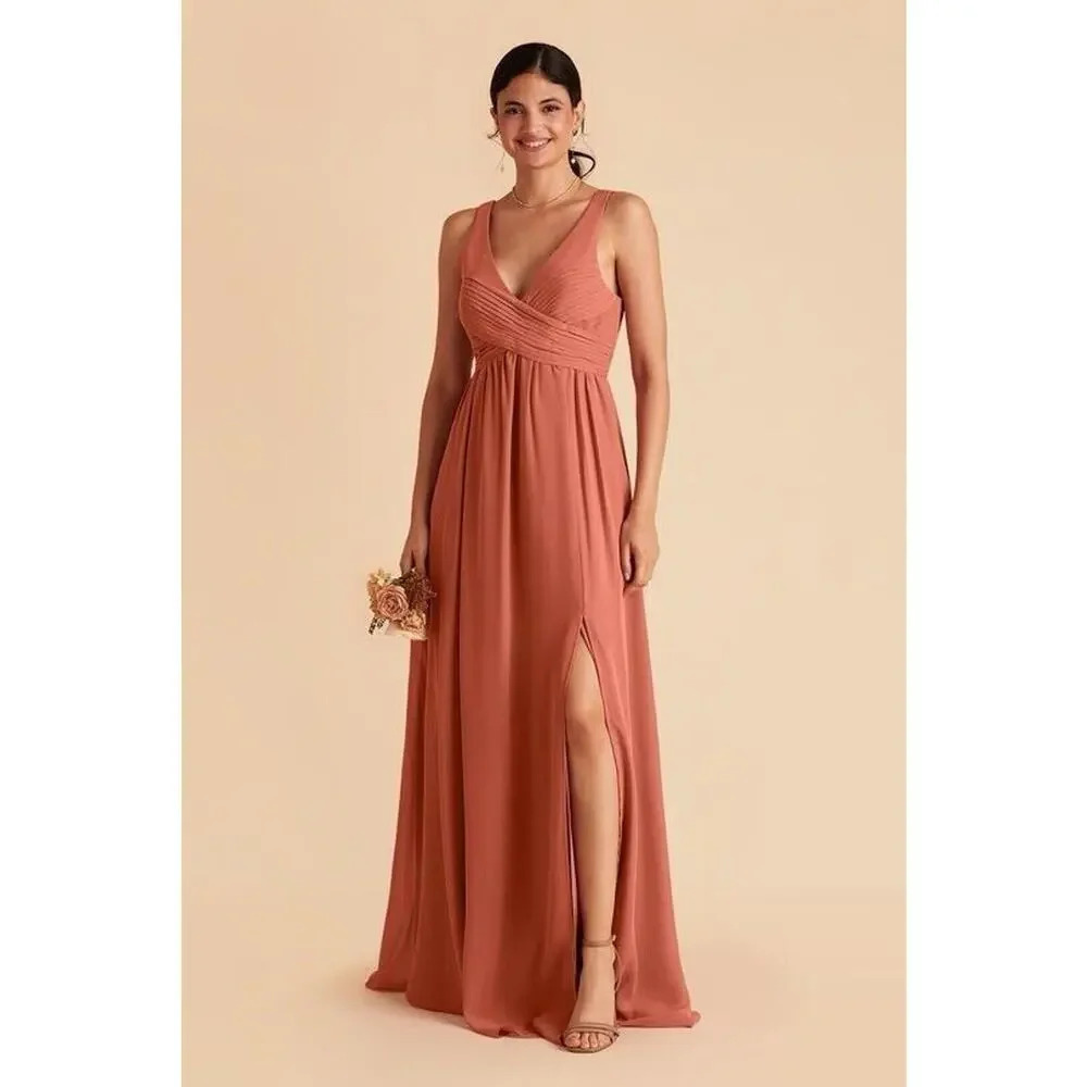 Birdy Grey Laurie Empire Dress Chiffon Terracotta Size XS Gown Wedding Women’s